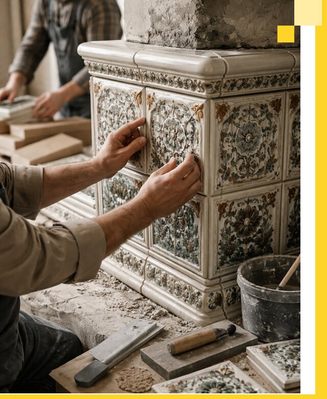 Изразцовые камины под ключ в Саратове: проект и монтаж