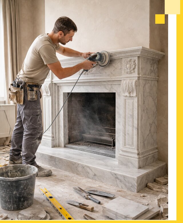 Изготовление и установка мраморных каминов в Саратове под ключ