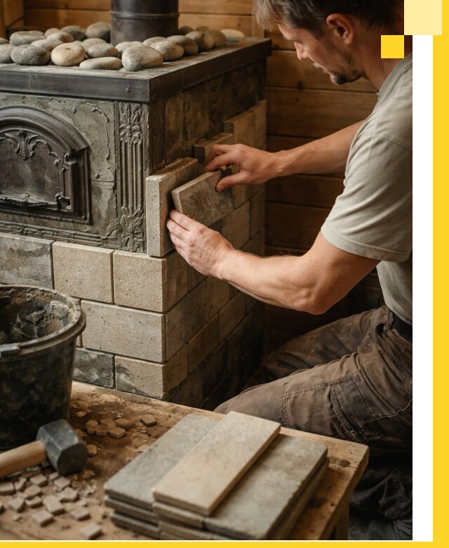 Облицовка банных печей в Саратове профессиональная отделка