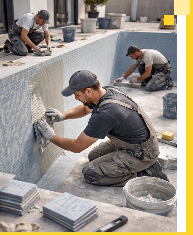 Облицовка бассейнов в Саратове плитка мозаика гидроизоляция