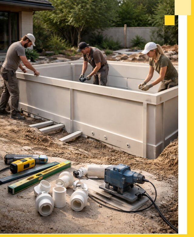 Установка полипропиленовых бассейнов под ключ в Саратове