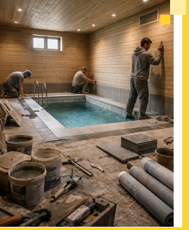 Строительство бани с бассейном и сауной под ключ в Саратове