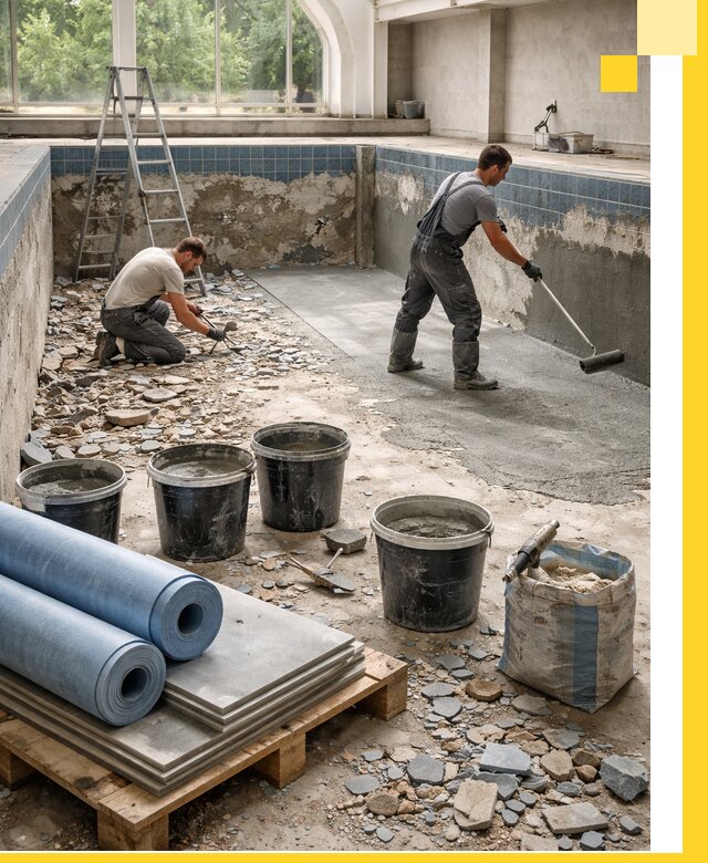 Реконструкция бассейнов в Саратове: ремонт, гидроизоляция