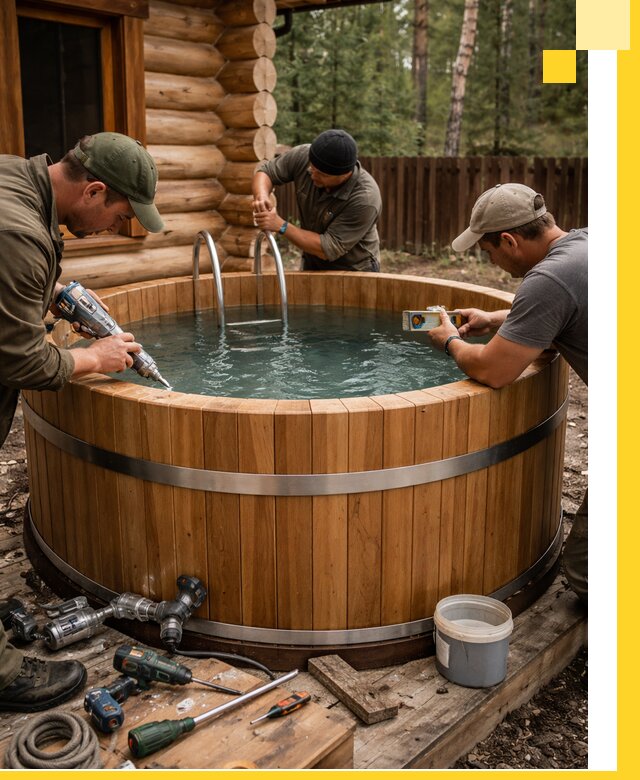 Строительство бань с купелью под ключ и отделкой в Саратове