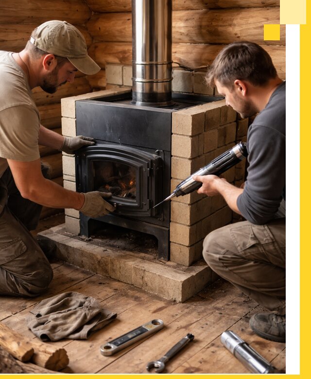 Монтаж и установка печи в бане под ключ с гарантией в Саратове