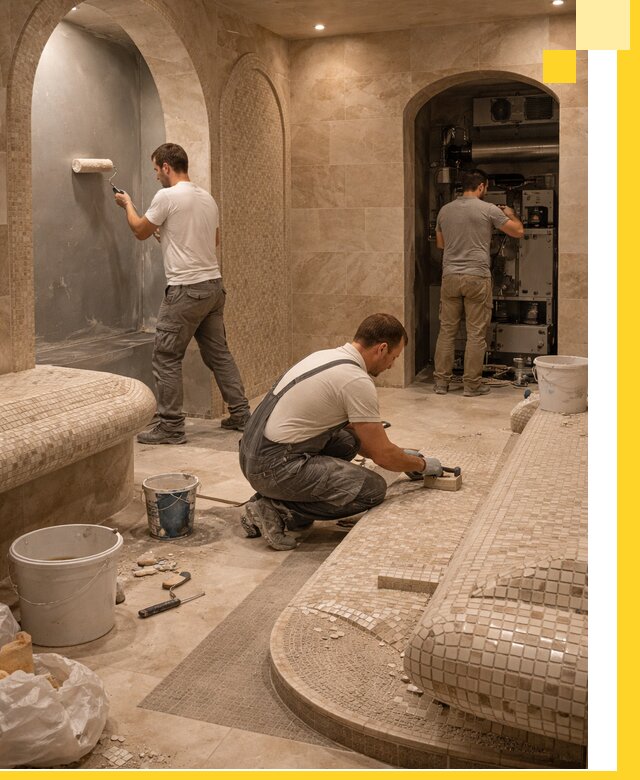 Строительство бани с хамамом и бассейном под ключ в Саратове