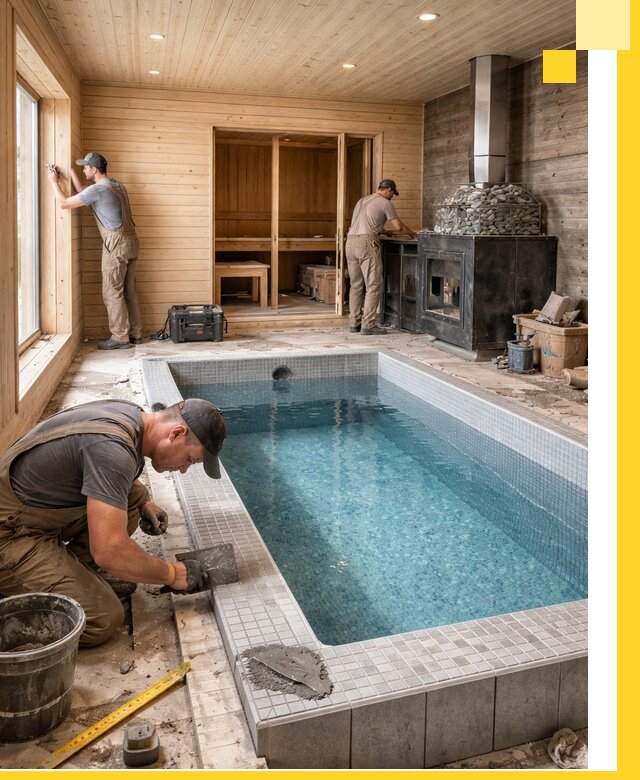 Проект бани с бассейном и сауной в Саратове под ключ