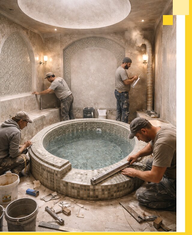 Профессиональное строительство хамама с бассейном в Саратове под ключ