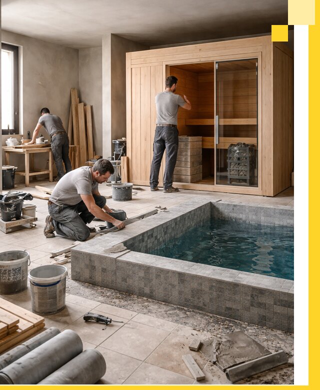 SPA зоны под ключ с бассейном сауной и печью в Саратове